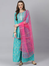 Stylum Women's Printed Rayon A-Line Kurta Sharara Dupatta Set (KSDVISTATURQ) Thumbnail