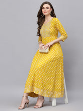 Stylum Women's Mustard Embroidered Long Kurta (MUSTRDDION) Thumbnail