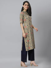 Stylum Women's Floral Printed Rayon A-Line Kurta (Mairabeige) Thumbnail