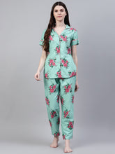 Stylum Women's Floral Print Rayon Night Suit Set (NIST002) Thumbnail