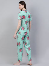 Stylum Women's Floral Print Rayon Night Suit Set (NIST002) Thumbnail