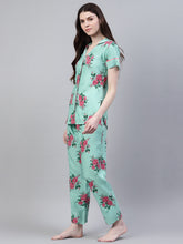 Stylum Women's Floral Print Rayon Night Suit Set (NIST002) Thumbnail