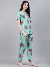 Stylum Women's Floral Print Rayon Night Suit Set (NIST002) Thumbnail