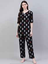 Stylum Women's Ikat Print Cotton Plus Size Night Suit Set (NIST004) Thumbnail