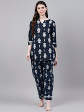 Stylum Women's Floral Print Cotton Plus Size Night Suit Set (NIST007) Thumbnail