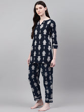 Stylum Women's Floral Print Cotton Plus Size Night Suit Set (NIST007) Thumbnail