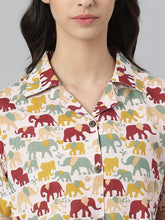 Stylum Women's Elephant Printed Cotton Night Suit Set (NISTELLY) Thumbnail
