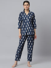 Stylum Women's Ikat Printed Rayon Night Suit Set (NISTNAVYIKKY) Thumbnail