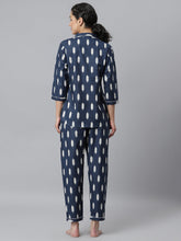 Stylum Women's Ikat Printed Rayon Night Suit Set (NISTNAVYIKKY) Thumbnail