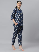 Stylum Women's Ikat Printed Rayon Night Suit Set (NISTNAVYIKKY) Thumbnail