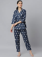 Stylum Women's Ikat Printed Rayon Night Suit Set (NISTNAVYIKKY) Thumbnail