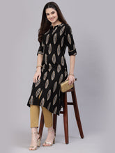 Stylum Women's Block Printed Rayon A-Line Kurta (NOMIBLACK) Thumbnail