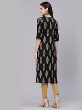 Stylum Women's Block Printed Rayon A-Line Kurta (NOMIBLACK) Thumbnail