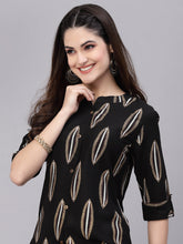 Stylum Women's Block Printed Rayon A-Line Kurta (NOMIBLACK) Thumbnail
