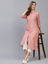 Stylum Women's Block Printed Rayon A-Line Kurta (NOMIBLUSH) Thumbnail