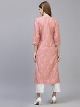 Stylum Women's Block Printed Rayon A-Line Kurta (NOMIBLUSH) Thumbnail