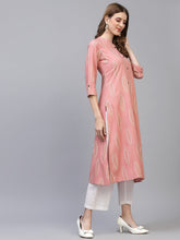 Stylum Women's Block Printed Rayon A-Line Kurta (NOMIBLUSH) Thumbnail