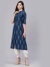 Stylum Women's Block Printed Rayon A-Line Kurta (NOMITEAL) Thumbnail