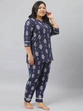 Stylum Women's Floral Print Cotton Plus Size Night Suit Set (NIST007) Thumbnail