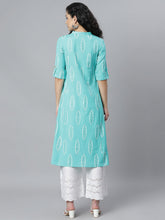 Stylum Women's Block Printed Rayon A-Line Kurta (Nomiturq) Thumbnail
