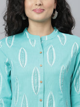 Stylum Women's Block Printed Rayon A-Line Kurta (Nomiturq) Thumbnail