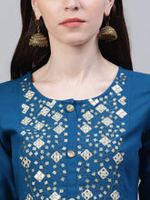 Stylum Women's Embroidered Rayon Flared Kurta (Noorteal) Thumbnail
