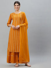 Stylum Women's Printed Rayon Straight Kurta Sharara Dupatta Set (ORANGESHARARASET) Thumbnail