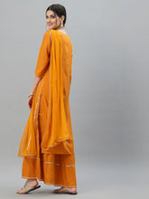 Stylum Women's Printed Rayon Straight Kurta Sharara Dupatta Set (ORANGESHARARASET) Thumbnail