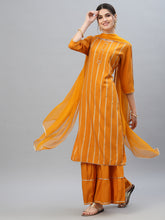 Stylum Women's Printed Rayon Straight Kurta Sharara Dupatta Set (ORANGESHARARASET) Thumbnail