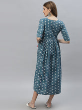 Stylum Women's Self Design Cotton Blend Maxi Dress  (POPPYTEAL) Thumbnail