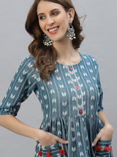 Stylum Women's Self Design Cotton Blend Maxi Dress  (POPPYTEAL) Thumbnail