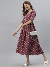 Stylum Women's Self Design Cotton Blend Maxi Dress  (POPPYWINE) Thumbnail