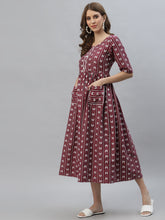 Stylum Women's Self Design Cotton Blend Maxi Dress  (POPPYWINE) Thumbnail