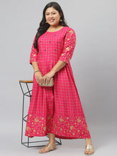 Stylum Women's Printed Rayon Flared Kurta (PankhuriPinkkurta) Thumbnail