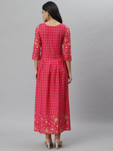 Stylum Women's Printed Rayon Flared Kurta (pankhuripink) Thumbnail