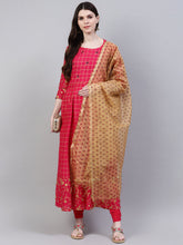 Stylum Women's Embroidered Rayon Flared Kurta Dupatta Set (Pinkpankhkdset) Thumbnail