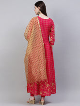 Stylum Women's Embroidered Rayon Flared Kurta Dupatta Set (Pinkpankhkdset) Thumbnail