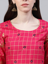 Stylum Women's Embroidered Rayon Flared Kurta Dupatta Set (Pinkpankhkdset) Thumbnail