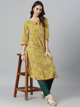 Stylum Women's Kalamkari Printed Cotton Straight Kurta (REDTASSEL) Thumbnail