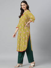 Stylum Women's Kalamkari Printed Cotton Straight Kurta (REDTASSEL) Thumbnail