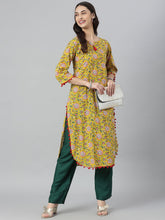 Stylum Women's Kalamkari Printed Cotton Straight Kurta (REDTASSEL) Thumbnail