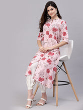Stylum Women's Floral Printed Rayon A-Line Kurta (ROSAPINK) Thumbnail