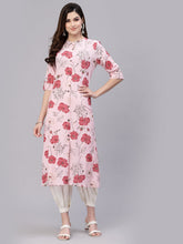 Stylum Women's Floral Printed Rayon A-Line Kurta (ROSAPINK) Thumbnail