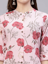Stylum Women's Floral Printed Rayon A-Line Kurta (ROSAPINK) Thumbnail