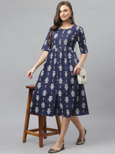 Stylum Women's Blue Floral Print Cambric Ethnic Dress (RUBYNAVY) Thumbnail