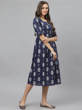 Stylum Women's Blue Floral Print Cambric Ethnic Dress (RUBYNAVY) Thumbnail