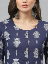 Stylum Women's Blue Floral Print Cambric Ethnic Dress (RUBYNAVY) Thumbnail