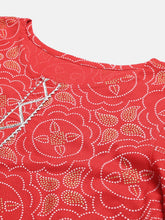 Stylum Bandhani Print Rayon Straight Kurta Sharara Dupatta Set (Redribsshararaset) Thumbnail