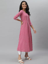 Stylum Women's Printed Cotton Flared Kurta with Dupatta (Summerpinkkdset) Thumbnail