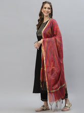 Stylum Women's Embroidered Rayon Flared Kurta with Printed Dupatta (TIGGYBLACK) Thumbnail